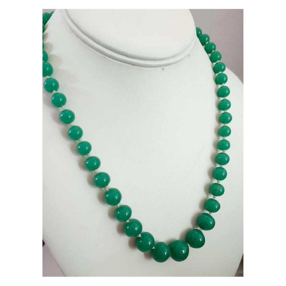 Vintage Green Agate Beaded Necklace with Box Clasp 1940s - Picture 5 of 10